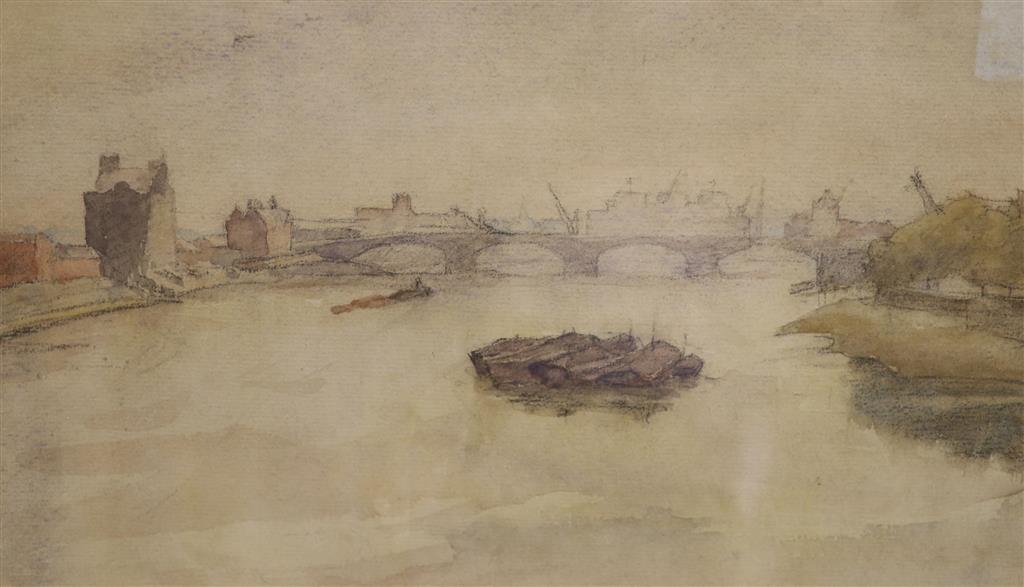 Irene Williams, (fl.1922-1940), watercolour, The Thames, 17 x 29cm